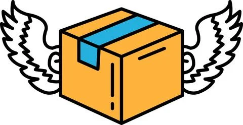 A box with wings on it 库存插图