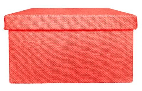 Box wrapped by burlap canvas - closed - red Stock Photos