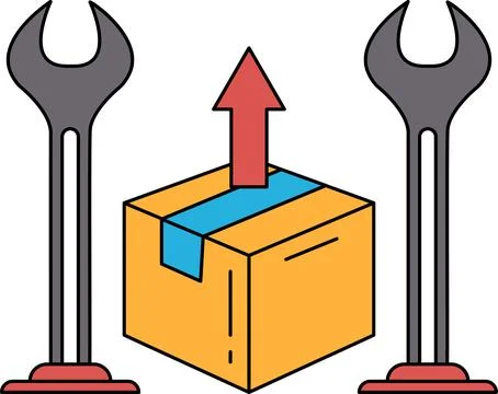 A box with a wrench on top of it Stock Illustration
