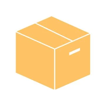 Box yellow icon. Closed box outline Stock Illustration