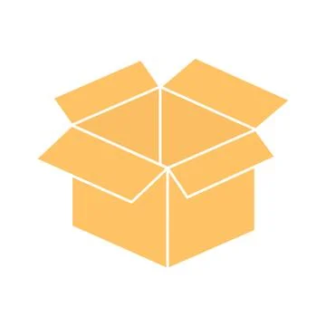 Box yellow icon. Open box outline Stock Illustration