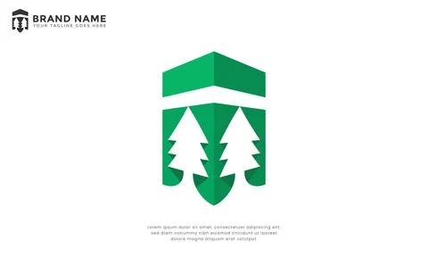 Boxed Pine Peaks Logo Stock-Illustration