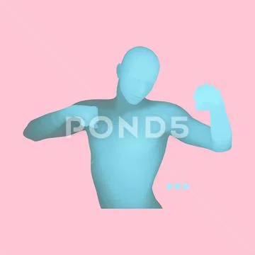 Boxer. 3D Model of Man. Human Body. Sport Symbol. ~ Clip Art #134627579