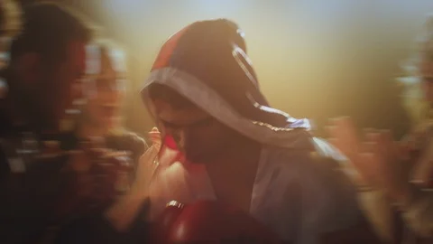 Boxer approaching the ring before the fight Video stock 105439980