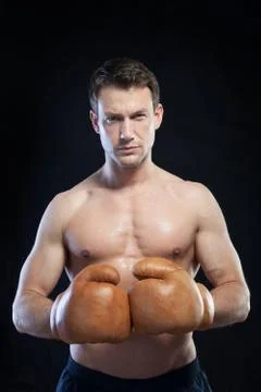 Boxer with black background Stock Photos