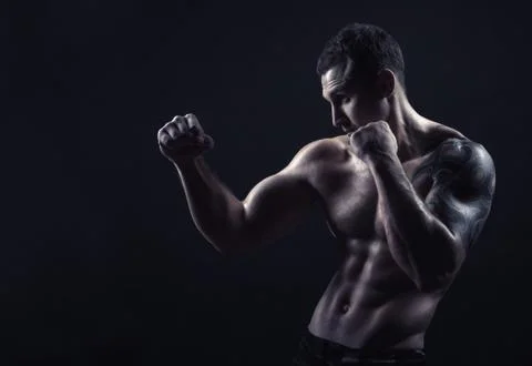 Boxer on black Stock Photos