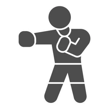 Boxer in boxing gloves solid icon, self defense concept, sportsman sign on white イラスト素材