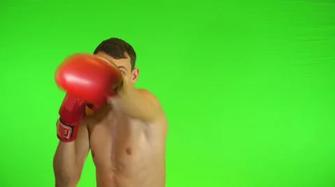 Boxer Boxing on a Green Screen Stock Footage 59847797