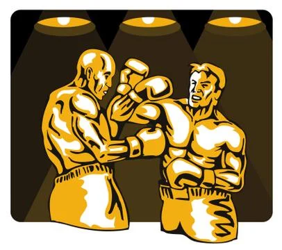 Boxer boxing knockout punch retro. Stock Illustration