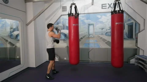 Boxer on boxing pear Stock Footage 66342391