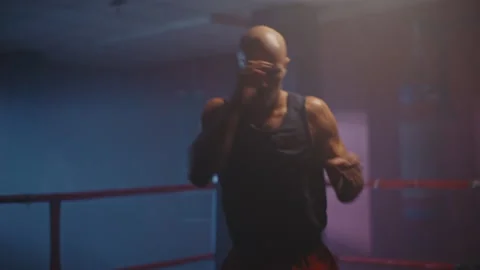 Boxer on a boxing training preparing for the match Video stock 258254747
