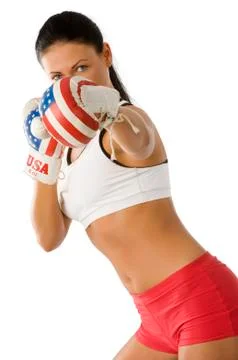 Boxer brunette Stock Photos