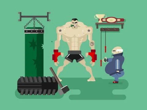 Boxer character in training Stock Illustration