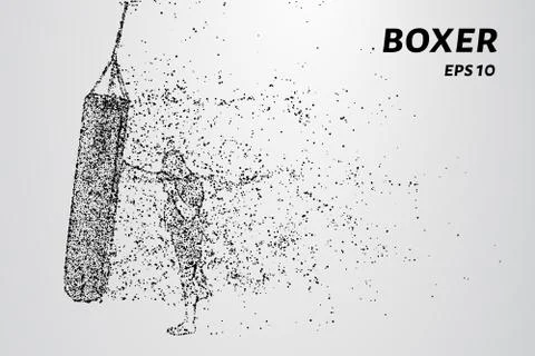Boxer consists of dots and circles. A boxer trains. Boxer beats the punching  Stock Illustration
