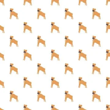 Boxer dog breed cartoon pattern seamless background Stock Illustration