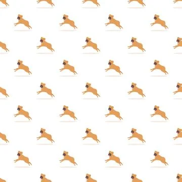 Boxer dog seamless pattern running on white background Stockillustratie