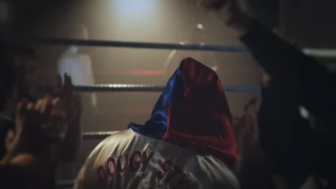 Boxer entering the ring before the fight Stock Footage 105439706