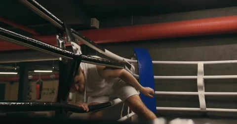 A boxer enters the ring before training. Stock Footage 275276558
