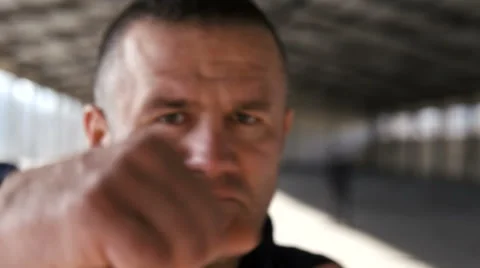 Boxer Fighter Punching Training Shadow Boxing Stock Footage 60988140