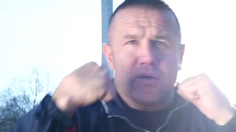 Boxer Fighter Punching Training Shadow Boxing Stock Footage 61006702