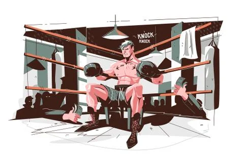 Boxer getting ready before final round Stock Illustration