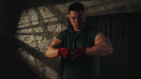 Boxer getting ready for training Stock Footage 306214778