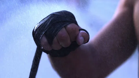 BOXER HAND IN RAIN Stock Footage 25300376