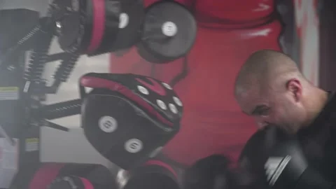 Boxer Heavy Hitting BoxMaster Punching Machine Stock Footage 174927169
