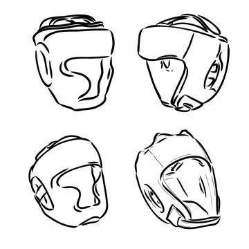 Boxer Helmet sketch icon vector. Hand drawn blue doodle line art Boxer Helm.. Stock Illustration