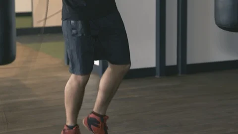 Boxer jumps on a rope Stock Footage 89842229