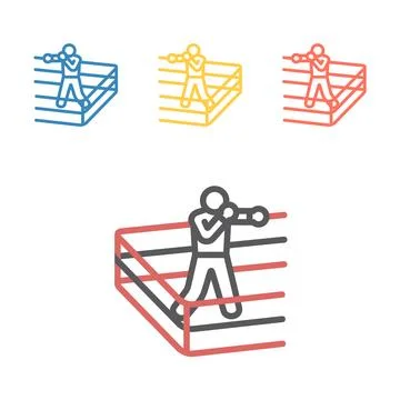 Boxer Line icon. Skiing. Vector signs for web graphics Stock Illustration