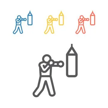 Boxer Line icon. Skiing. Vector signs for web graphics Stock Illustration