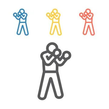 Boxer Line icon. Skiing. Vector signs for web graphics Stock Illustration