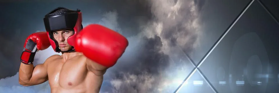 Boxer man with dramatic effects Stock Photos