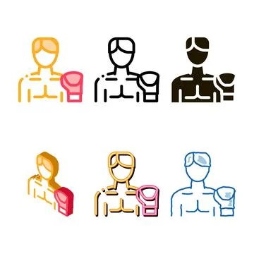 Boxer man mix icon vector outline Stock-Illustration