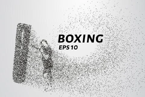 Boxer of the particles. Boxer beats the punching bag consists of circles an.. Stock Illustration