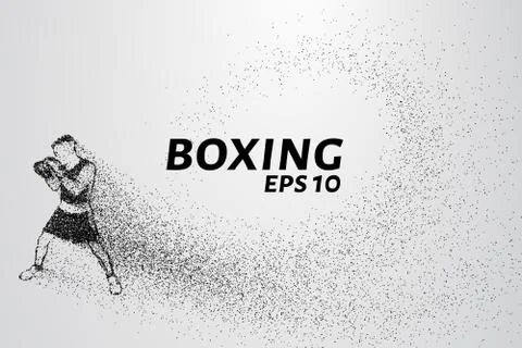Boxer of the particles. Boxer crumbles into small molecules. Stock Illustration