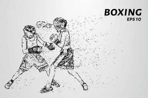 Boxer of the particles. The boxer is made of little circles. The boxer in the Stock Illustration