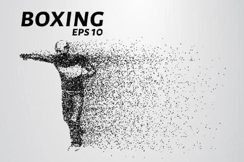 Boxer of the particles. Silhouette of a boxer consists of points. Stock Illustration