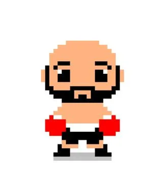 Boxer pixel image for game assets. hero character in game 8 bit Illustrazione stock