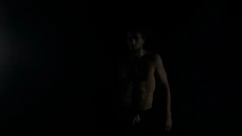 Boxer posing in front of camera. Stock Footage 92203807