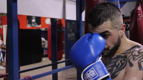Boxer Practicing closeup Stock Footage 38935392