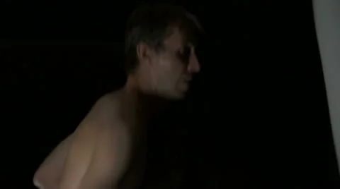 Boxer Practicing During the Night Stock Footage 11799604