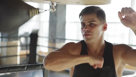 Boxer practicing hand speed drill exercise Stock Footage 108225053