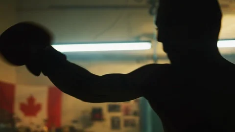 Boxer punching the air Stock Footage 100035153