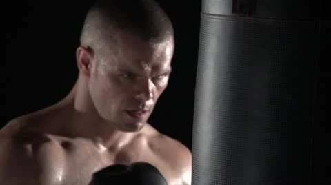 Boxer punching bag, close up Video stock 11524281