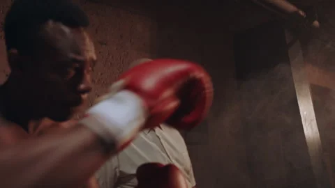 Boxer punching the bag a the gym Video stock 282987246