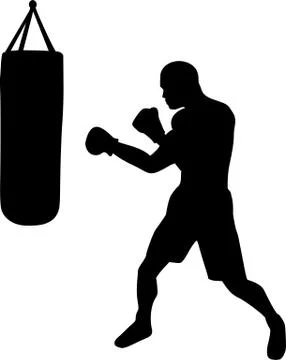 Boxer with Punching Bag Stock Illustration