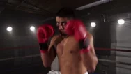 Boxer Punching In Boxing Ring, Pov Stock Footage