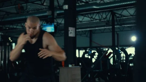 The boxer is racing before the fight. The guy is boxing. Stock Footage 112293907
